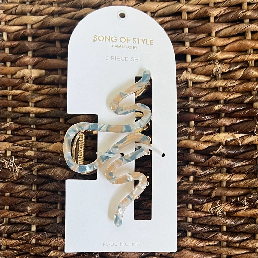 Song of Style Blue and Cream and Tan and Brown  Hair Clip Set